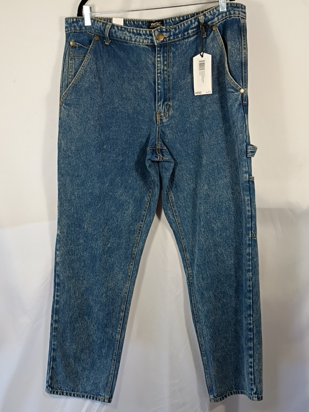 NWT Wesc Men's Denim Relaxed-Fit Carpenter Jeans Mid Wash Size W36 L32 Work
